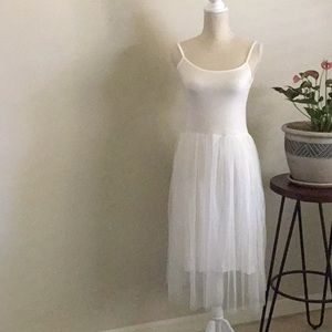 White NWT Cotton and tule midi slip dress s/m